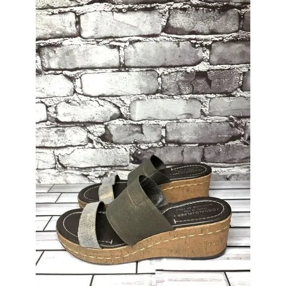 Donald Pliner Shera Copper Metallic Straps Cork Wedge Sandals Women 7.5M US/38EU - Picture 1 of 16